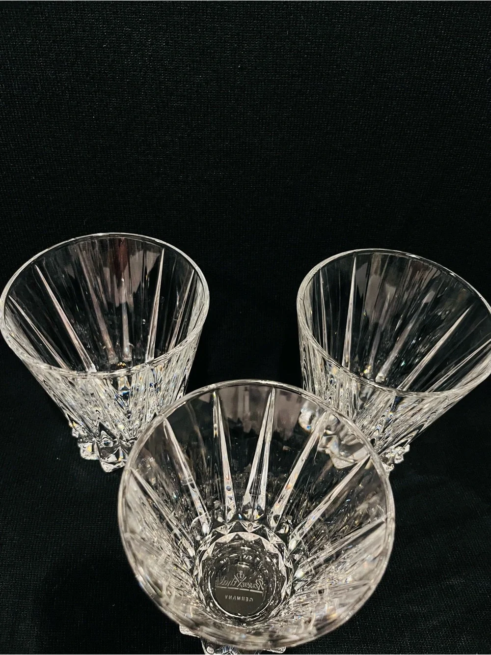 Vintage Rosenthal Blossom Germany Double Old Fashioned Crystal Glasses Set of 3